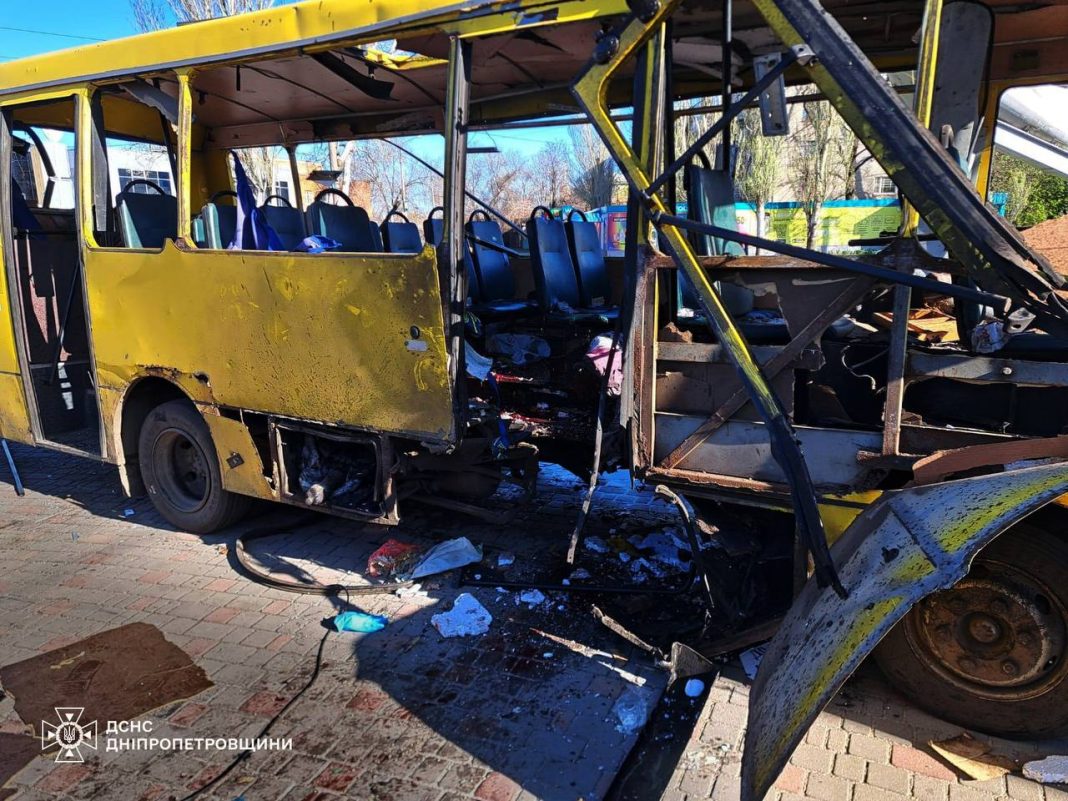 Drone attack on a minibus in Nikopol