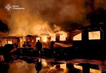 Fire after drone attack in Sumy region