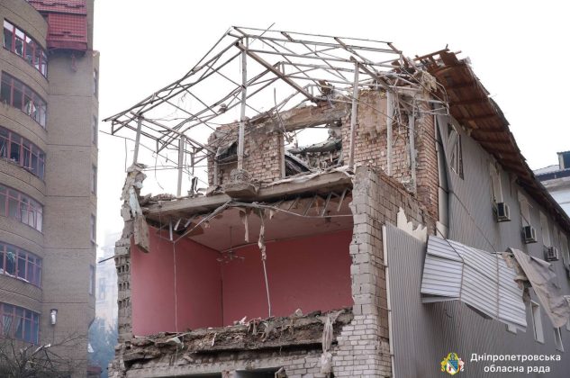 A dilapidated building in Dnipro