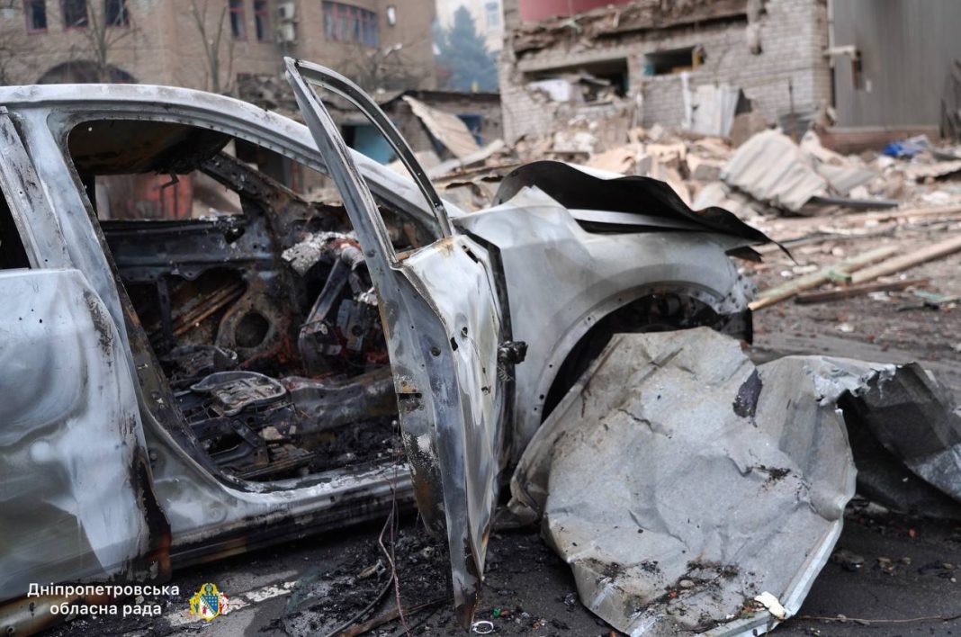 Ruins after the attack in Dnipro