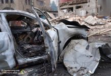 Ruins after the attack in Dnipro