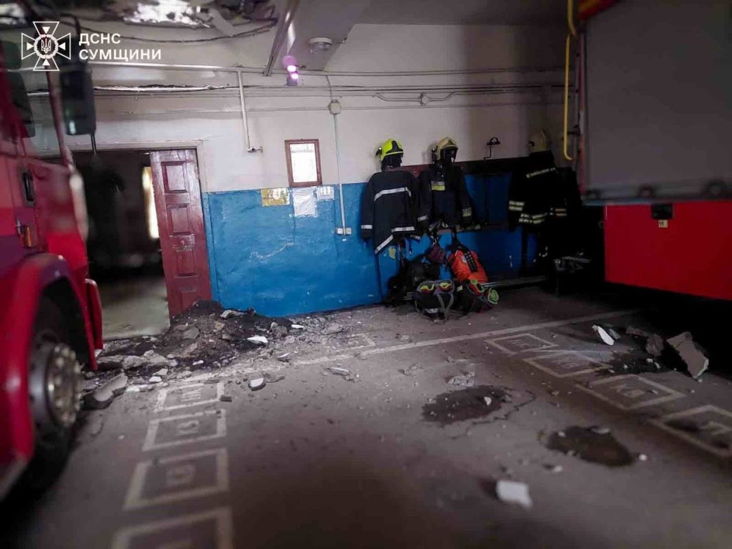 A fire station after a UAV attack