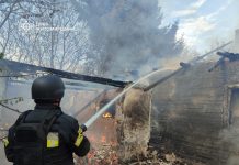 Пожежа після обстрілу на Житомирщині