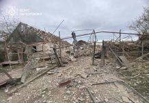 Rescuers work after Zaporizhzhya attack