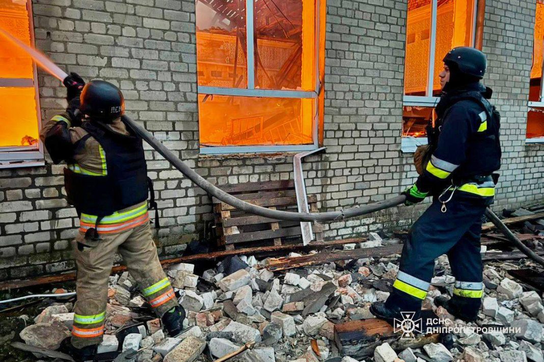 Fire after shelling in the Dnipro region