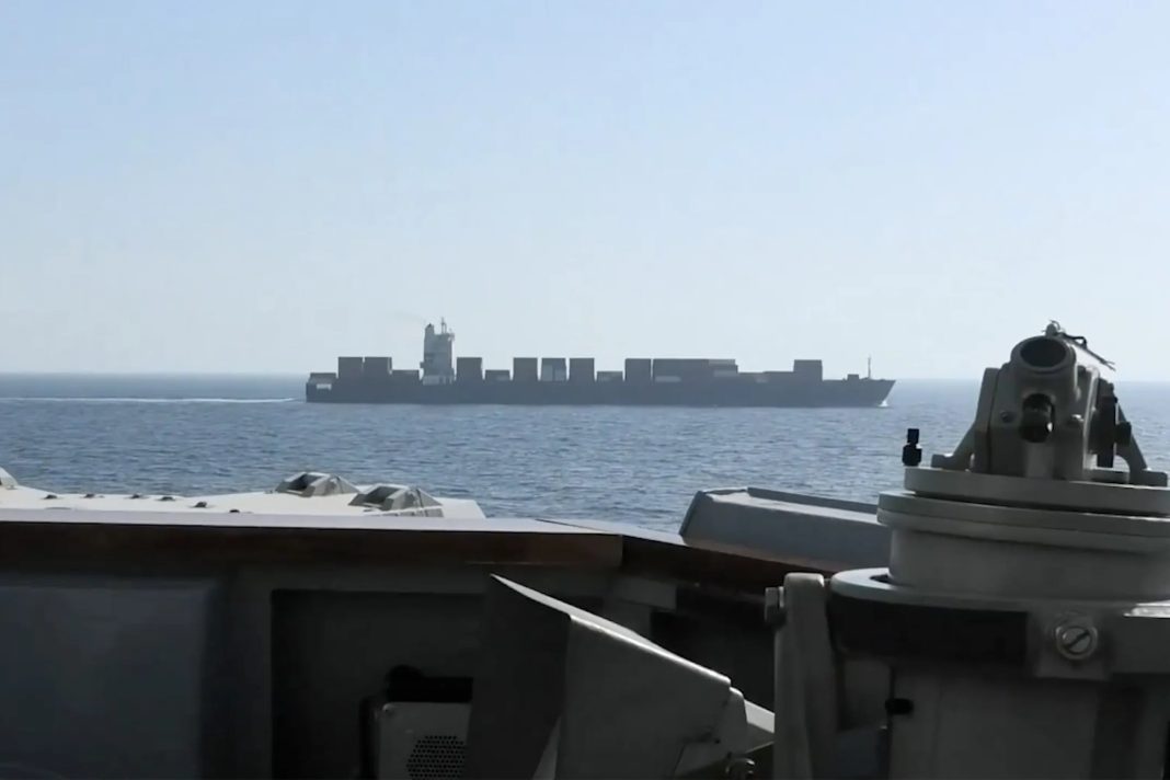 A ship in the Strait of Hormuz