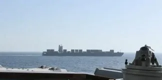 A ship in the Strait of Hormuz