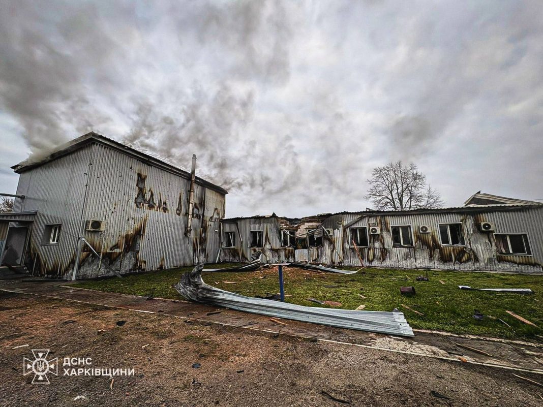 Fire after shelling of an agricultural enterprise