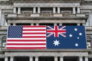 flags of the USA and Australia