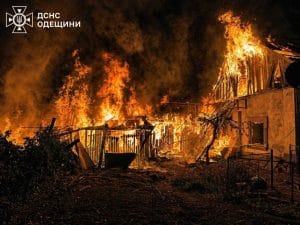 Пожежа на Одещині після атаки РФ