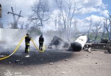 Пожежа на АЗС у Краматорську після атаки дрона