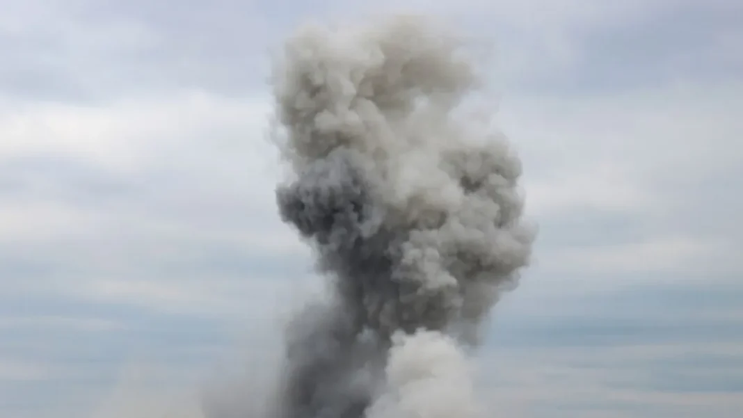 Fire after shelling in Chernihiv