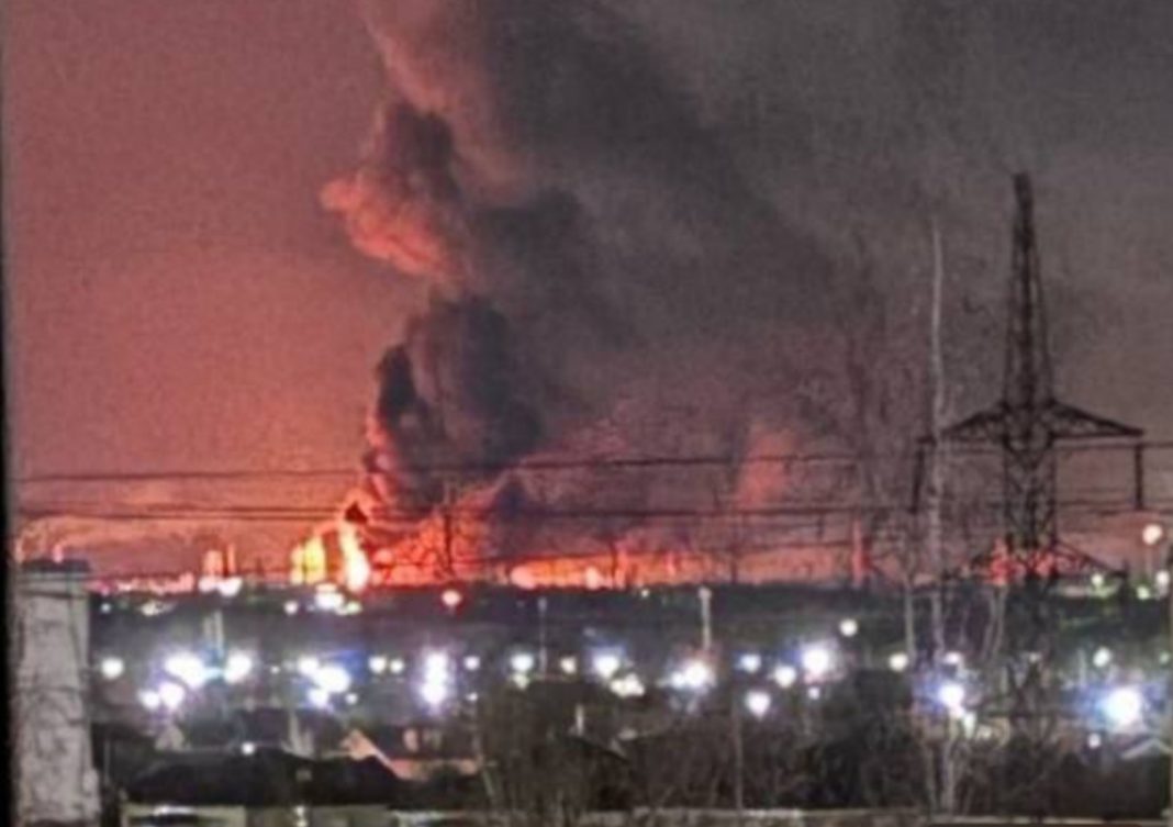 Fire after an oil refinery explosion