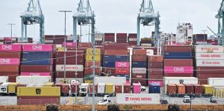 Containers in the seaport