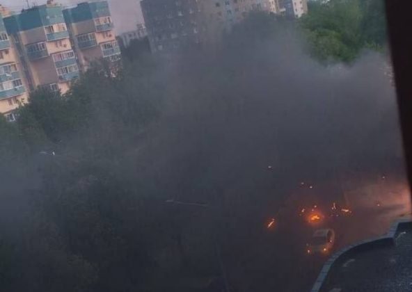 fire in moscow after a drone attack