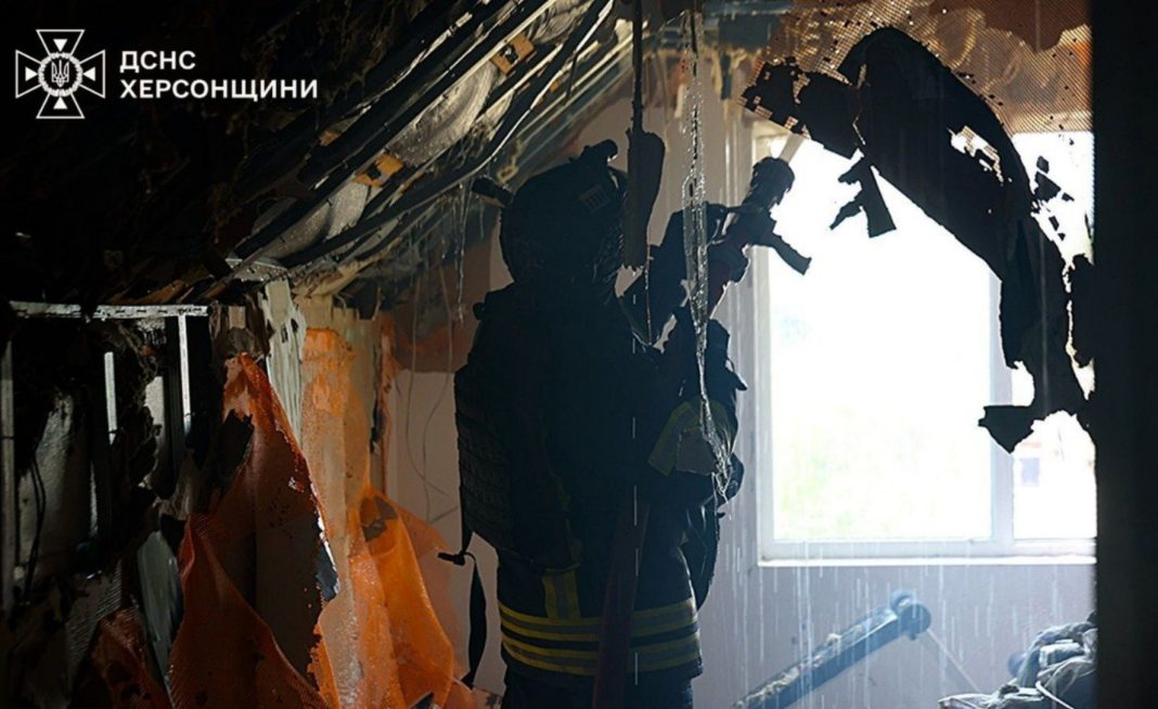 Пожежі на Херсонщині після атак дронами