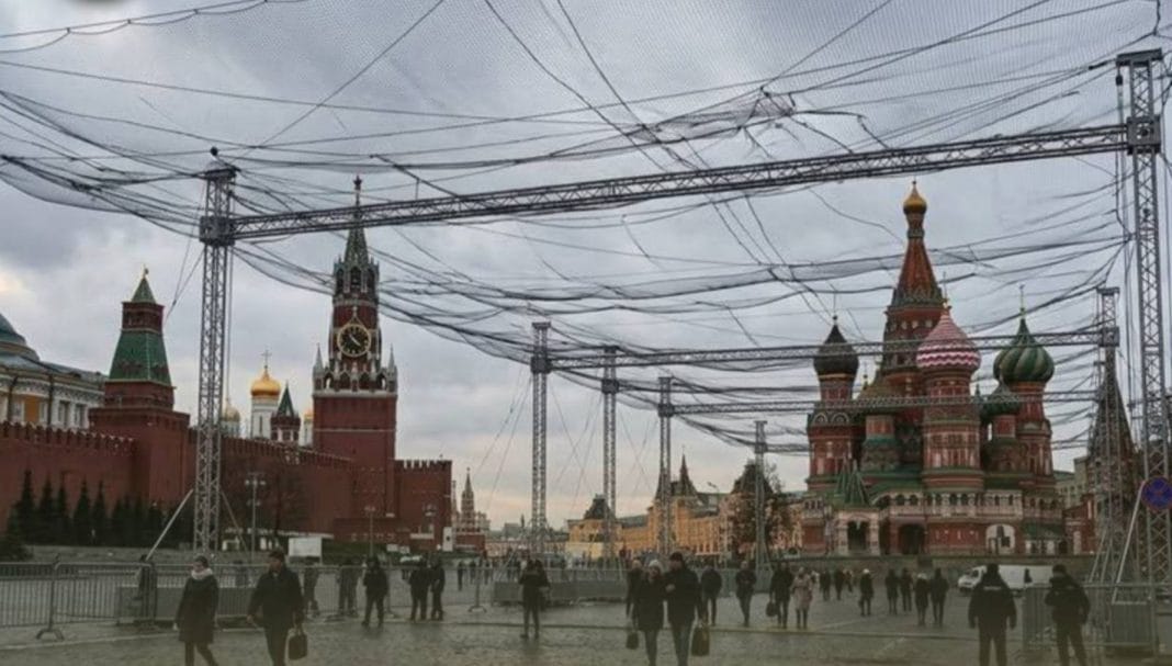 Anti-drone netting on Red Square