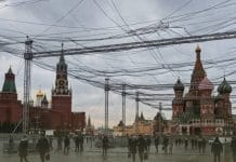 Anti-drone netting on Red Square