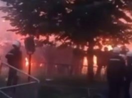У Сербії розгортається масштабний студентський протест Протести студентів у Белграді, Сербія, з прапорами та палаючими сміттєвими баками