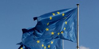 EU plans to limit veto power of new members EU flags against the sky