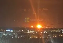 Атака дронів у Волгограді: пожежа на НПЗ «Лукойл» Пожежа на території Волгоградського нафтопереробного заводу «Лукойл» після атаки дронів.