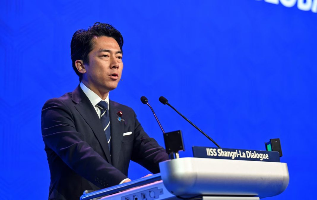 Screenshot_1 Japanese Defence Minister Shinzo Koizumi speaking at the Singapore Security Summit, May 2026.