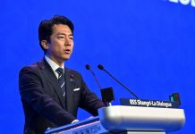 Japan criticises China for opaque military expansion Japanese Defence Minister Shinzo Koizumi speaking at the Singapore Security Summit, May 2026.