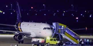 Planes with cruise passengers at the airport in the Netherlands