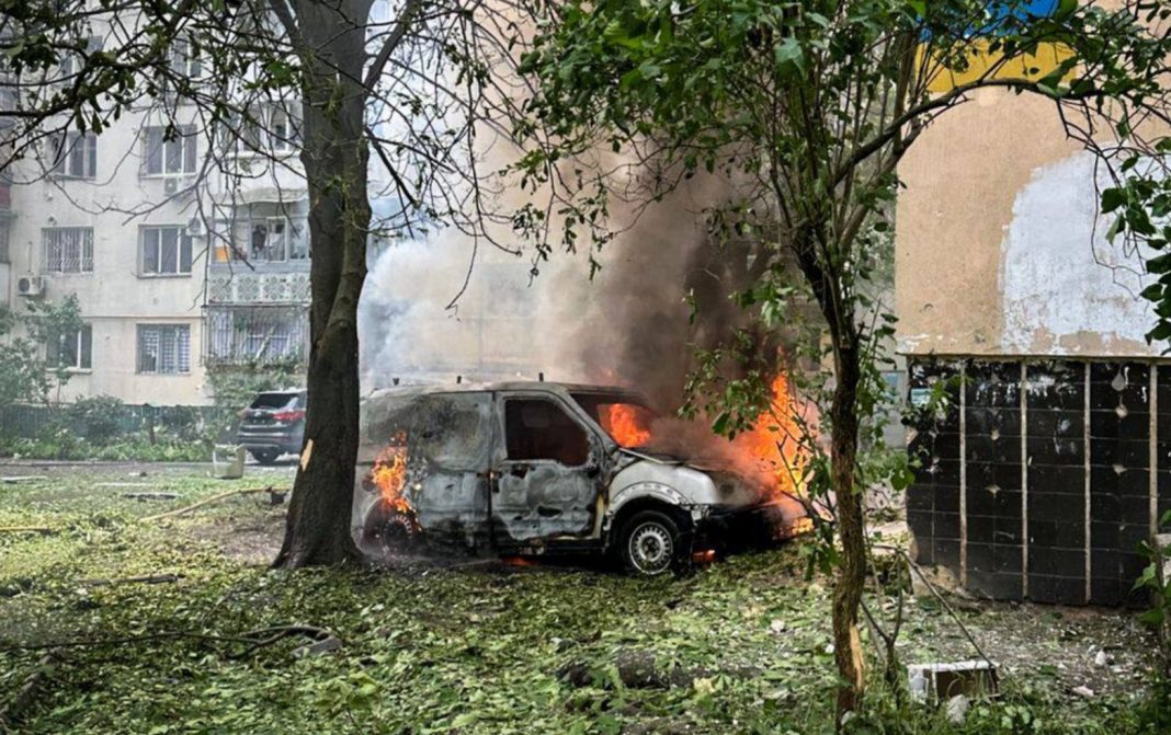Fire after drone attack in Odesa region