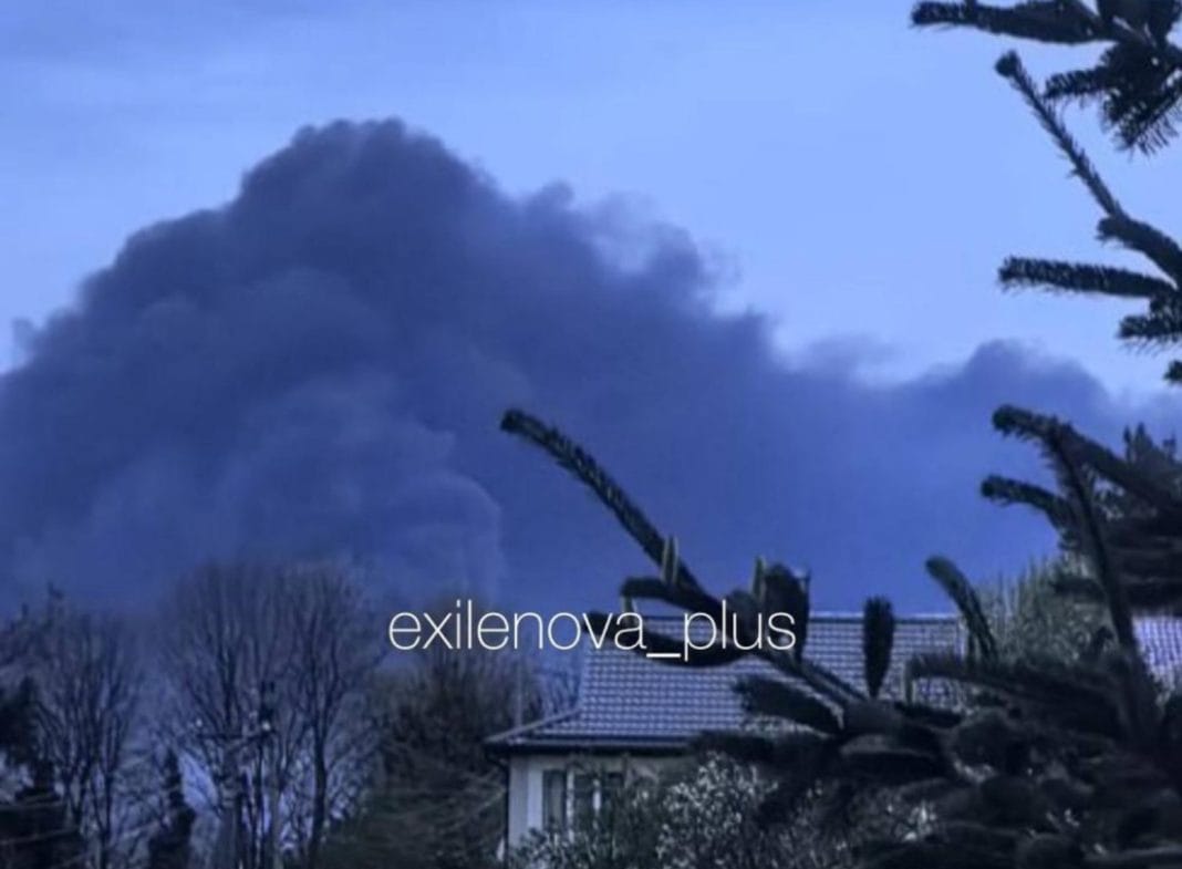 Smoke over Tuapse marine terminal after drone attack