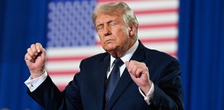 Donald Trump during a meeting at the White House, where he threatened to strike Oman.