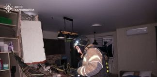 Consequences of a drone attack on a high-rise building in Kharkiv