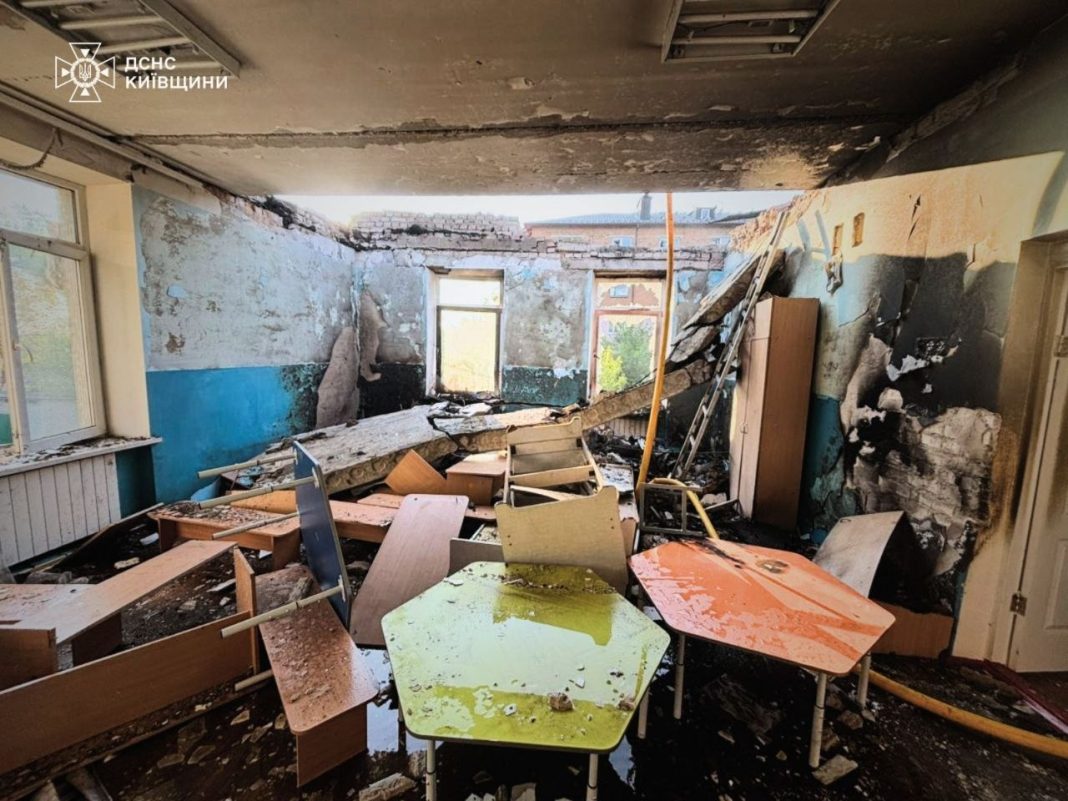 Damaged kindergarten in Fastiv district