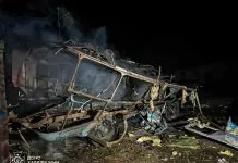 Пожежа після атаки дрона на Харківщині