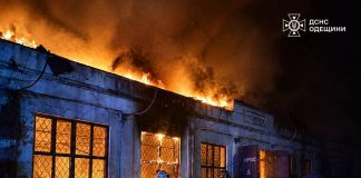 Пожежа після атаки дронами на Одещині
