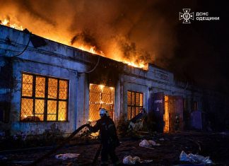 Пожежа після атаки дронами на Одещині
