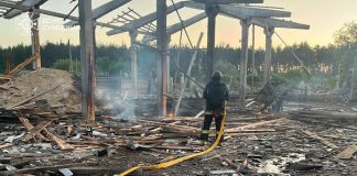 Russian attack causes large-scale fires in Sumy region Rescuers extinguish fire after Russian drone attack in Shostka district of Sumy region