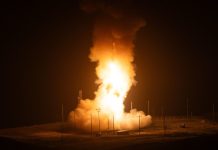 Minuteman III missile launch against the backdrop of Russian exercises