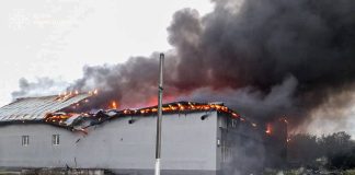 Russians attack Balakliya, destroying a religious building Fire in Balakliya after drone strike