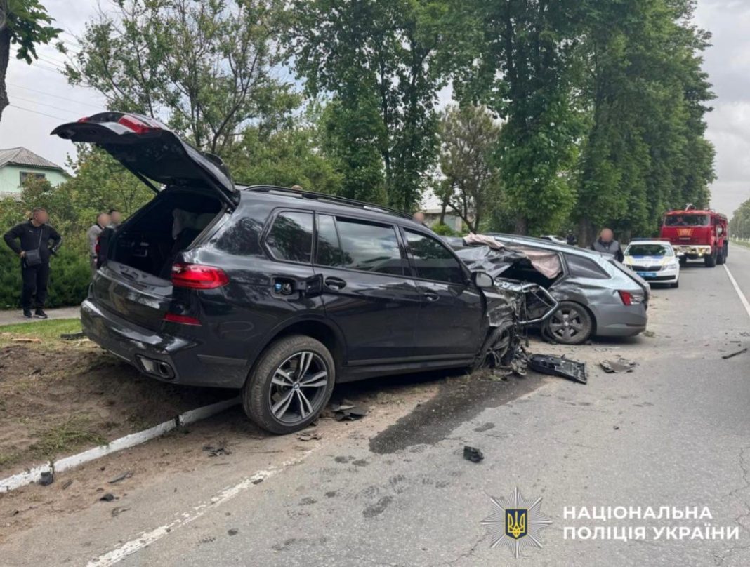 The scene of an accident in Pereyaslav at the intersection of Bohdan Khmelnytsky and Borysivske Pole streets on 29 May 2026.