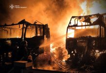 Fire at an enterprise in Koryukiv district of Chernihiv region after a UAV attack