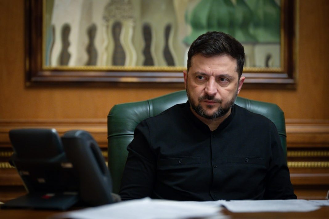 President of Ukraine Volodymyr Zelenskyy during his address on massive Russian attacks in Ukraine