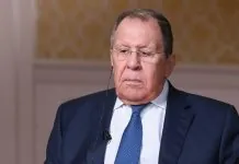 Міністр закордонних справ Росії Сергій Лавров під час офіційного виступу