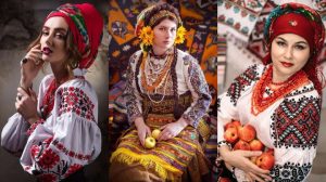 Ukrainian women in embroidered shirts