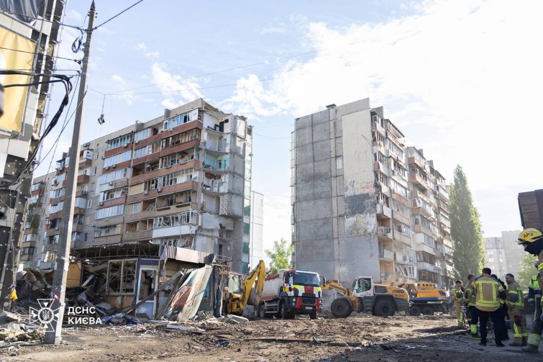 Russian missile attack on Darnytskyi district of Kyiv