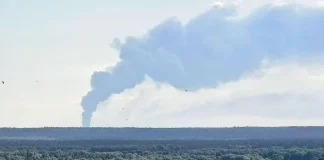 An oil pumping station on fire in the Vladimir region of Russia after an attack by SBU drones.