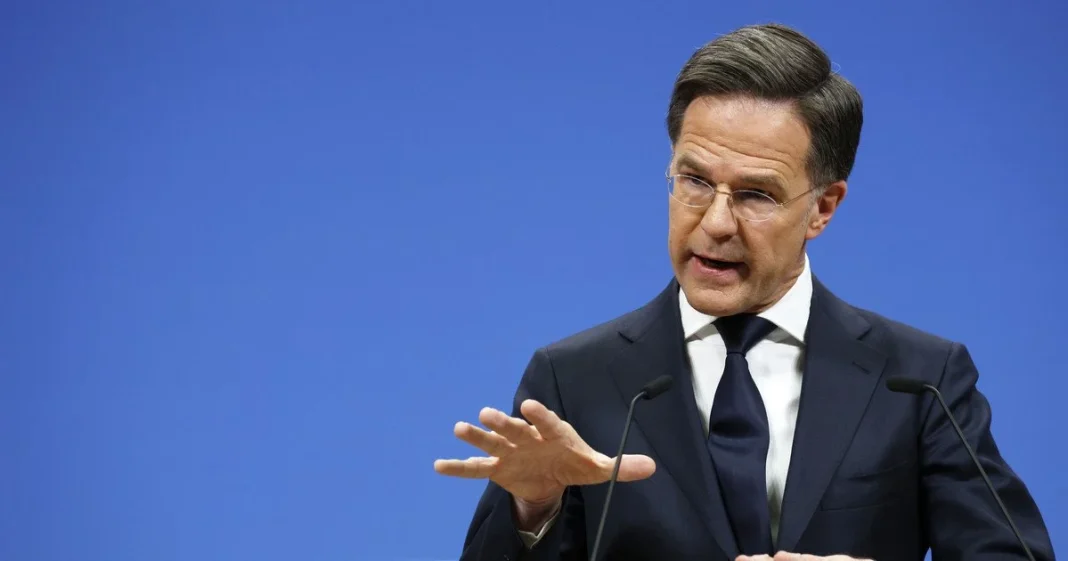 Mark Rutte during a press conference on the peace agreement with Russia.