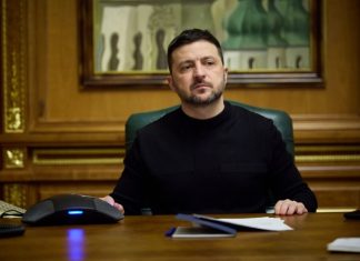 Volodymyr Zelenskyy during a press conference on Ukraine’s military operations.