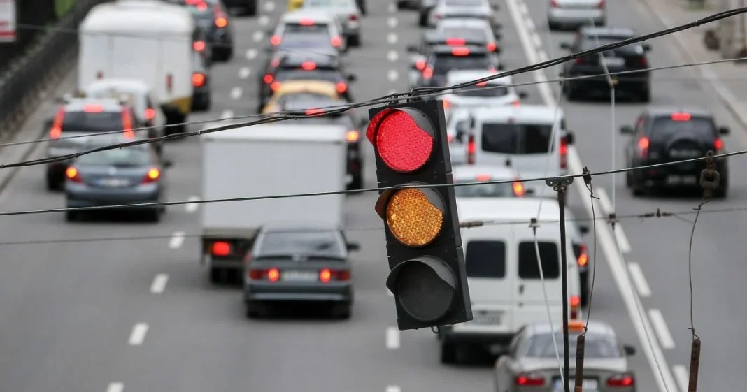 Cars on the road with cameras for automatic detection of violations in a city in Ukraine