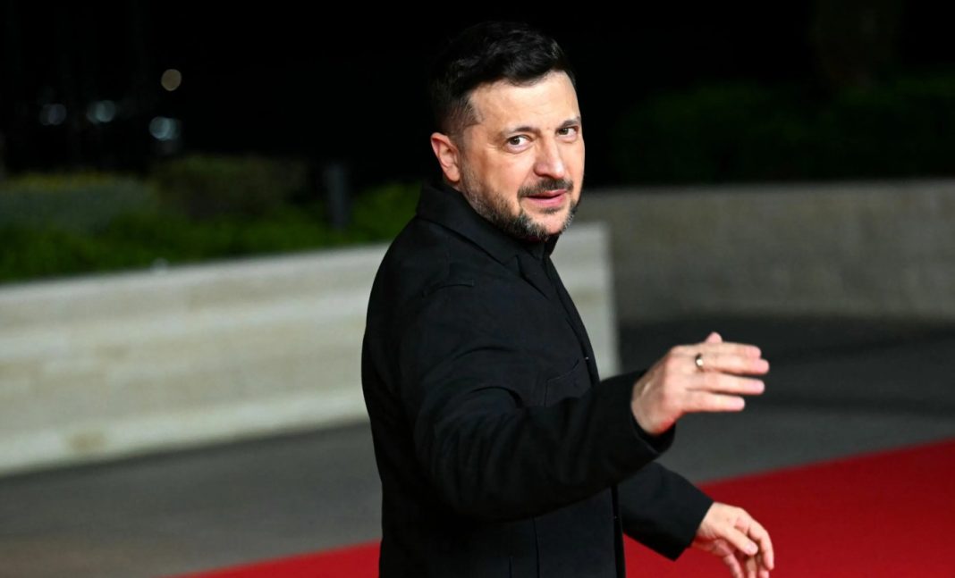 Volodymyr Zelenskyy during a speech, 2026